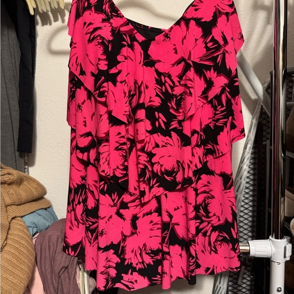 "Aqua Green" Pink and Black Floral Swim Top - 3X NWT - Picture 1 of 4